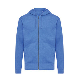 Iqoniq Abisko Zip-Kapuzenpullover aus recycelter Baumwolle, heather blue