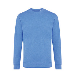 Iqoniq Denali ungefärbt. Rundhals-Sweater aus recycelter BW, heather blue