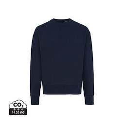 Iqoniq Kruger Relax-Rundhals-Sweater aus recycelt. Baumwolle, navy blau, M