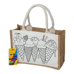 Jute Baumwolltasche zum Ausmalen , beige