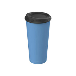 Kaffeebecher ToGo mit Deckel, 400 ml, behagliches blau/schwarz