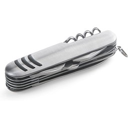 KAPRUN. Multifunktions-Taschenmesser aus Edelstahl und Metall, Satinsilber
