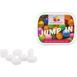 Klapp Dose, Traubenzuckerquadrate, inkl. Druck, weiße Dose