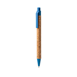 Kugelschreiber aus Kork und Weizenstroh, blaue Mine, blau