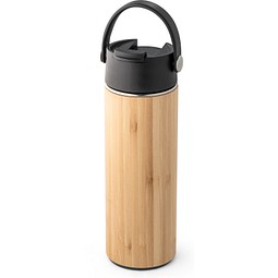 LAVER. Thermosflasche aus Bambus, Edelstahl und PP 440 ml, Schwarz
