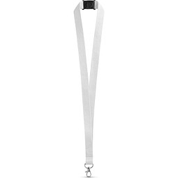 LEEDS. Lanyard aus Polyester mit Sicherheitsverschluss, Weiß