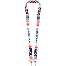 Leia Sublimation RPET-Lanyard mit 2 Metallhaken, weiss, 15mm
