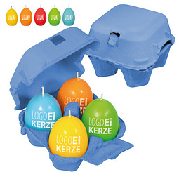 LogoEi Kerze 4er-Box, blau