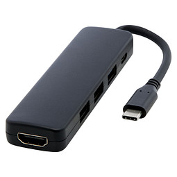 Loop Multimedia-Adapter aus recyceltem RCS Kunststoff USB 2.0-3.0 mit HDMI-Anschluss, schwarz