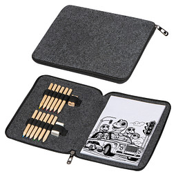 Malset in Filzetui , anthrazit