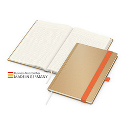 Geiger-Notes Match-Book Creme Bestseller Notizbuch A4 Natura braun, inkl. Druck, orange