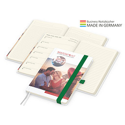 Geiger-Notes Match-Hybrid A5 Creme Bestseller, gloss, inkl. Digitaldruck, Band grün