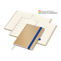 Geiger-Notes Match-Hybrid Creme Bestseller Notizbuch, Natura braun, inkl. Druck, mittelblau