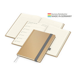 Geiger-Notes Match-Hybrid Creme Bestseller Notizbuch, Natura braun, inkl. Druck, silbergrau