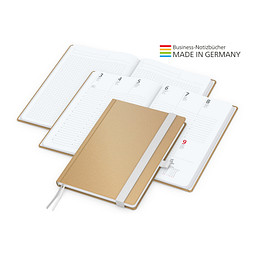 Geiger-Notes Match-Hybrid White Bestseller Notizbuch A4, Natura braun, inkl. Druck, weiß