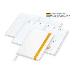 Geiger-Notes Match-Hybrid White Bestseller Notizbuch A4, Natura, inkl. Druck, gelb