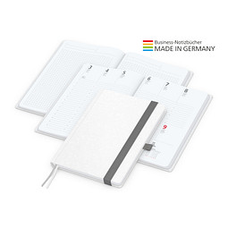 Geiger-Notes Match-Hybrid White Bestseller Notizbuch A4, Natura, inkl. Druck, silbergrau