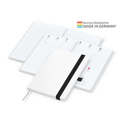 Geiger-Notes Match-Hybrid White Bestseller Notizbuch A5, Natura, inkl. Druck, schwarz