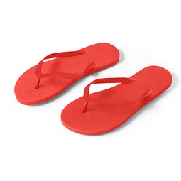 MAUPITI L / XL. Bequeme Flip-Flops mit PE-Sohle und PVC-Riemen, Rot