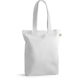 MERIDA. Tragetasche (220 g/ m²) aus Baumwolle (50%), recycelter Baumwolle (30%) und polyester (20% rPET), Weiß