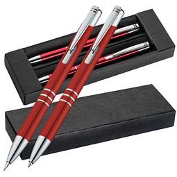 LANCE® Metall-Schreibset Minsk, blaue Mine, Rot metallic