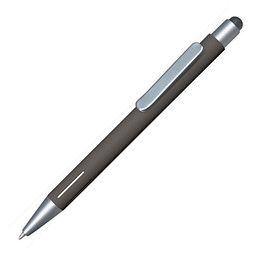 PENKO® Metall-Touchkugelschreiber Rava Soft SILVER, blaue Mine, grau