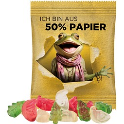 Minitüte, 10 g, Papierfolie weiß, Trolli Weihnachtsmischung, inkl. Druck