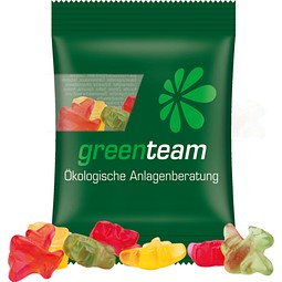 Minitüte 15 g, kompostierbare Folie transparent, Trolli Fruchtgummi Flugzeuge, inkl. Druck