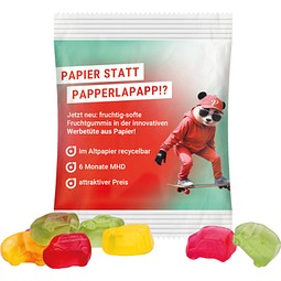 Minitüte, 15 g, recyclingfähiges Papier weiß, Trolli Fruchtgummi Auto-Mischung, inkl. Druck