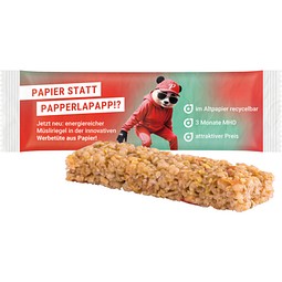 Müsliriegel Multikorn Apfel, recycelfähigem Papier weiß, inkl. Druck