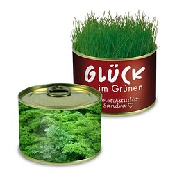 Natur-Konserve mit Samen, Petersilie, 1-seit. Druck