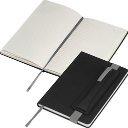 Notizbuch mit farbigen Applikationen, grau