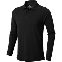 ELEVATE Herren Langarm Poloshirt Oakville, schwarz, M