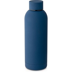 ODIN. Trinkflasche aus Edelstahl (36% recycelt) (550 mL) mit gummierter Oberfläche, Dunkelblau