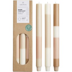 Originalhome Kerzen im Streifendesign – 3er-Set, offwhite