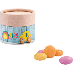 Papierdose Eco Mini, mentos® Kaudragee Fruit, inkl. Druck