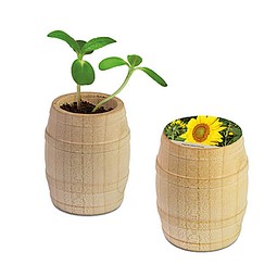 Pflanz-Fässchen mit Samen, Sonnenblume, 1-seit. Druck
