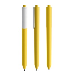 Pigra P03 Soft Touch Push Kugelschreiber, Yellow-White