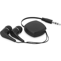 PINEL. In-Ear Kopfhörer mit ausziehbarem 0.75 Meter Kabel aus ABS, Schwarz