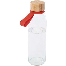 Porto 500 ml Glas-Flasche mit Silikongriff und Bambusdeckel, Brick