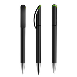 prodir® Drehkugelschreiber DS3 TMS Twist, blaue Mine, schwarz/hellgrün