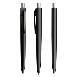 prodir® Druckkugelschreiber DS8 PMM Push, blaue Mine, schwarz/silber satiniert