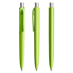 prodir® Druckkugelschreiber DS8 Soft Touch PRR Push, blaue Mine, hellgrün/silber satiniert