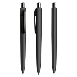 prodir® Druckkugelschreiber DS8 Soft Touch PRR Push, blaue Mine, schwarz/silber poliert