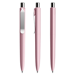 prodir® Druckkugelschreiber DS8 Soft Touch PSR Push, blaue Mine, rosé/silber poliert