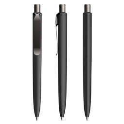 prodir® Druckkugelschreiber DS8 Soft Touch PSR Push, blaue Mine, schwarz/graphit satiniert