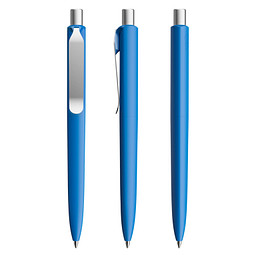 prodir® Druckkugelschreiber DS8 Soft Touch PSR Push, blaue Mine, blau/silber satiniert