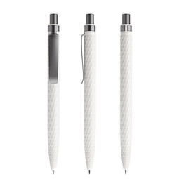 prodir® Druckkugelschreiber QS01 PMS Push, blaue Mine, weiß/graphit satiniert