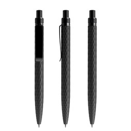 prodir® Druckkugelschreiber QS01 Soft Touch PRS Push, blaue Mine, schwarz/schwarz satiniert