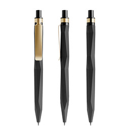 prodir® Druckkugelschreiber QS20 Soft Touch PRS Push, blaue Mine, schwarz/gold